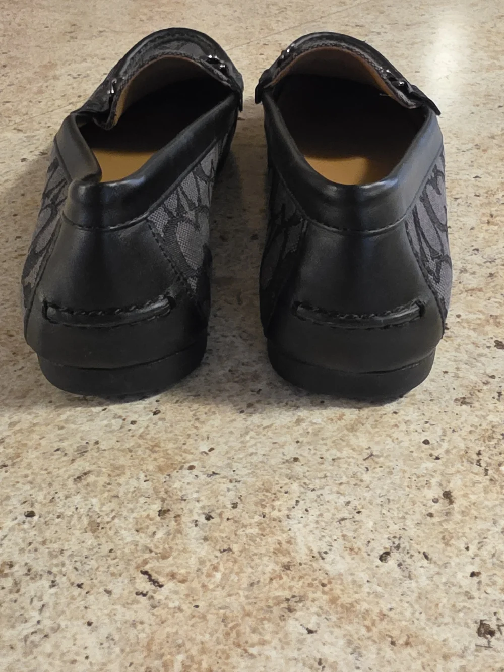 Coach Women's Olive Signature Black And Gray Monogram Loafers Size 8B